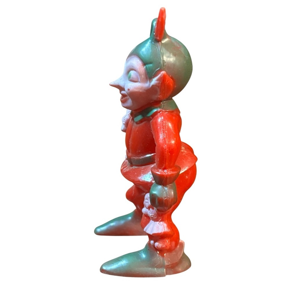 VTG 1940’S ROSBRO PLASTIC RED & GREEN PIXIE ELF ORNAMENT - Picture 5 of 10